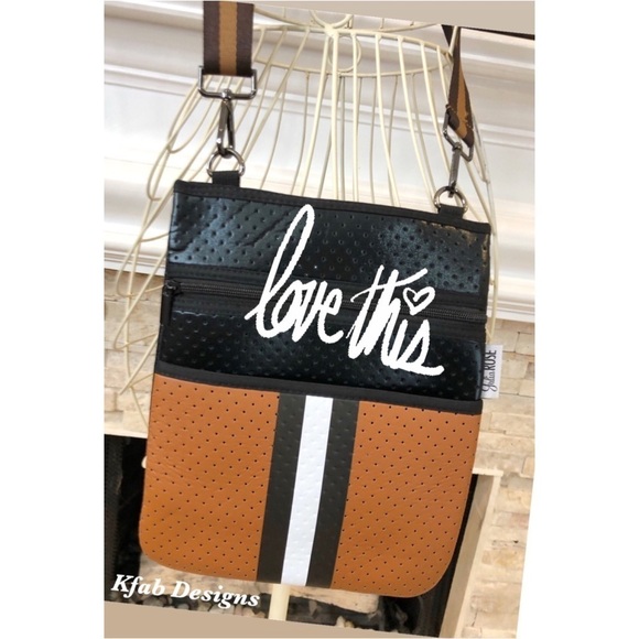 LAST 1! Neoprene Crossbody Tote Bag- Caramel - Picture 4 of 9